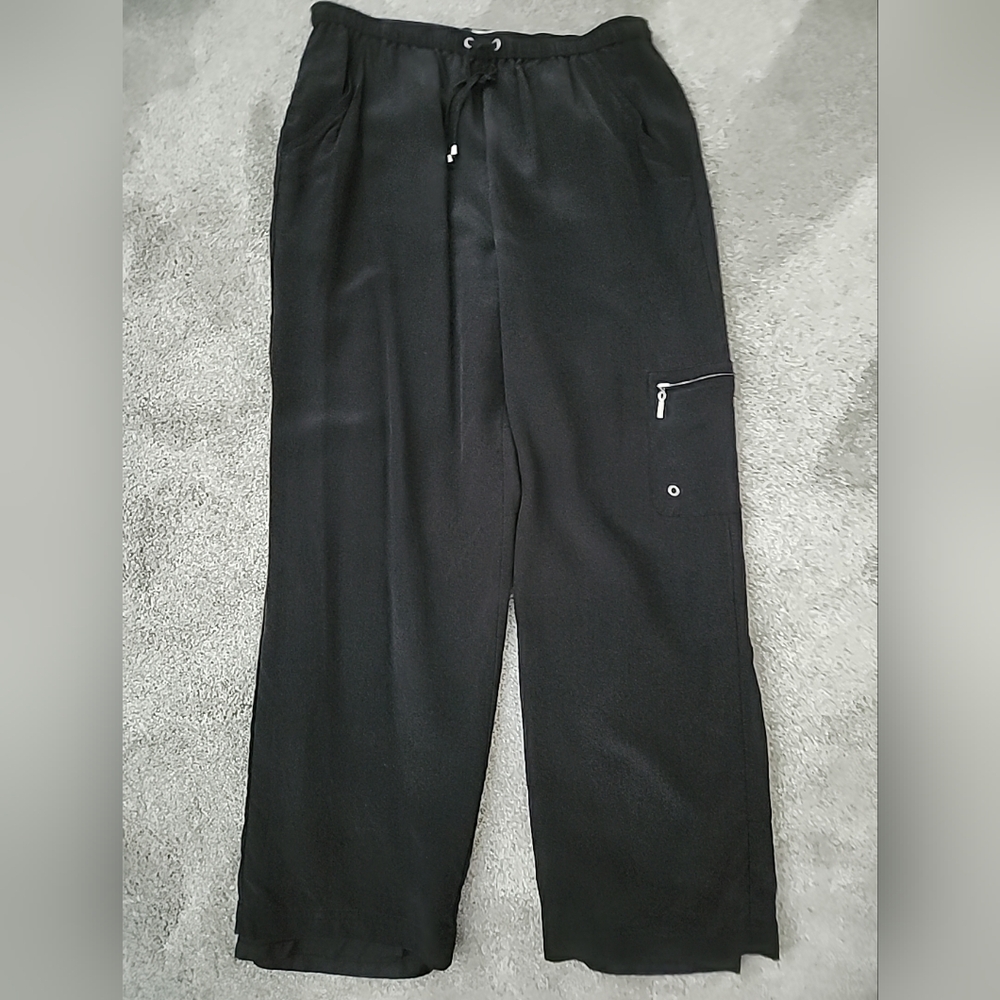 Draper's & Damon's  100%  Silk Lined Pull On Pant Washed Black Look Sz PS